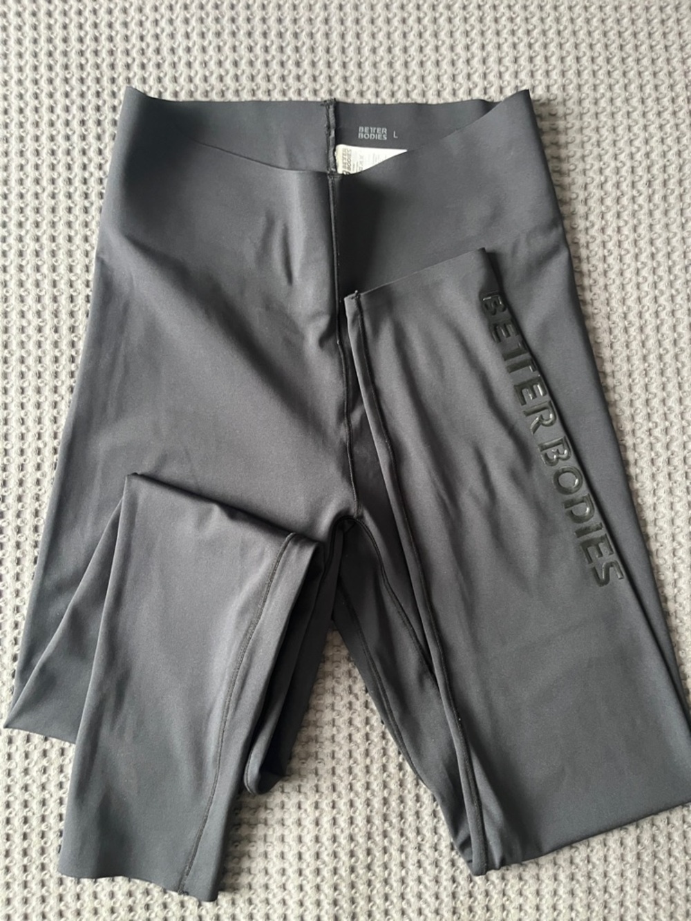 BETTER BODIES Womans Charcoal Black Logo Leggings